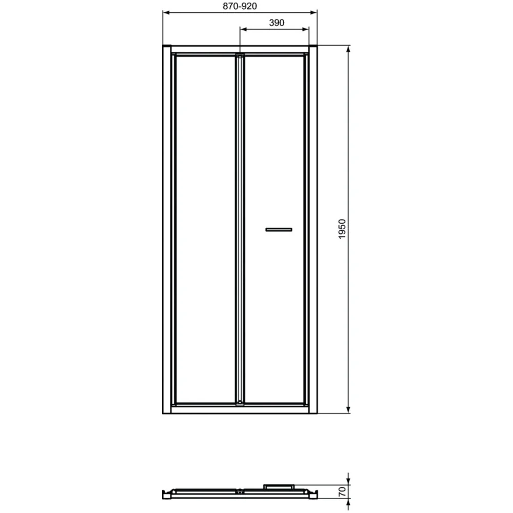 Usa dus plianta Ideal Standard Connect 2 90xH195 cm, montaj nisa