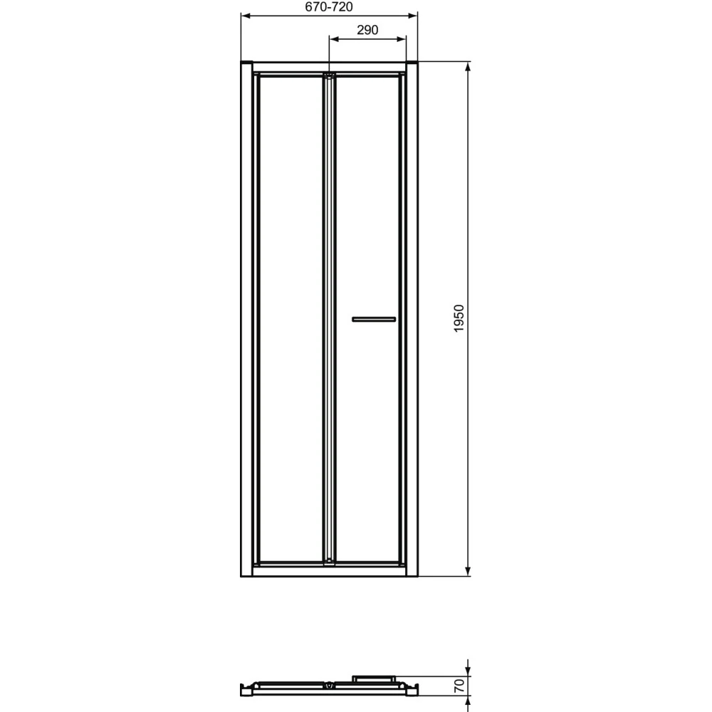 Usa dus plianta Ideal Standard Connect 2 70xH195 cm, montaj nisa