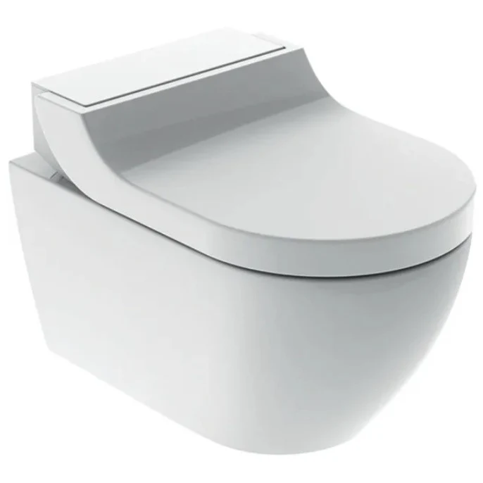 Set Vas WC cu bideu electronic suspendat cu capac soft close Geberit AquaClean Tuma Classic Rimless 36x55 cm evacuare oriz...