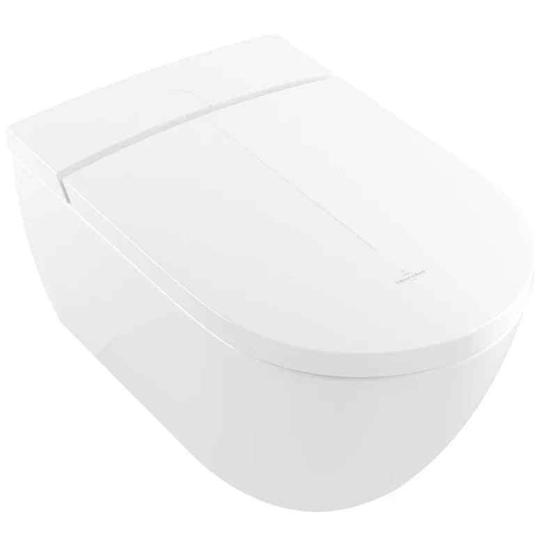 Set Vas WC cu bideu electronic suspendat cu capac soft close si telecomanda Villeroy & Boch ViClean-I100 Rimless 39x60 cm...