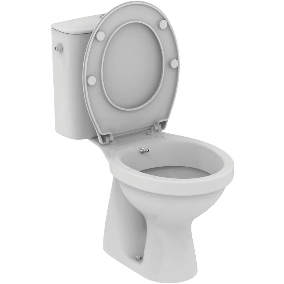 Set Vas WC cu bideu pe pardoseala cu rezervor aparent si capac Vidima Ulysse S 37x64 cm evacuare verticala