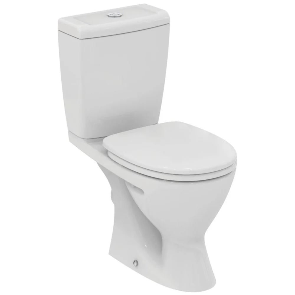 Set Vas WC cu bideu pe pardoseala cu rezervor aparent si capac Ideal Standard Eurovit 35x63 cm evacuare orizontala