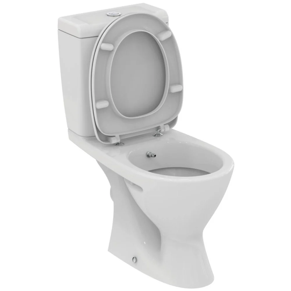 Set Vas WC cu bideu pe pardoseala cu rezervor aparent si capac Ideal Standard Eurovit 35x63 cm evacuare orizontala