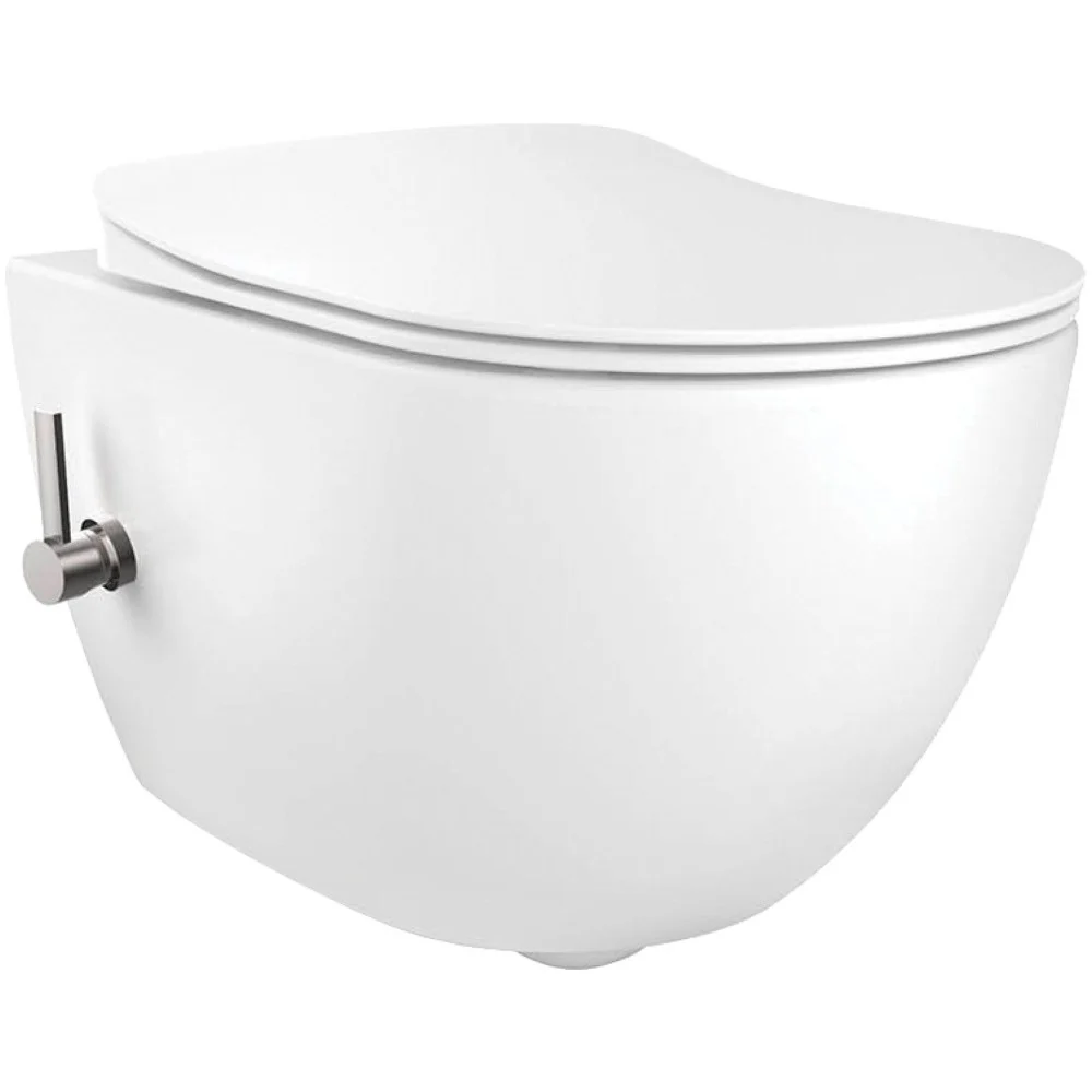Set Vas WC cu bideu suspendat cu capac soft close Deante Peonia Zero Rimless 35x51 cm evacuare orizontala