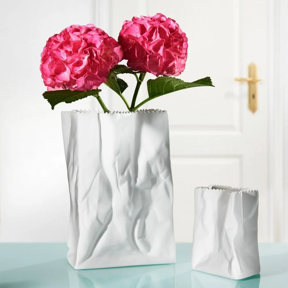 Vaza alba din portelan, 18 cm, Bag Vase White-mat - ROSENTHAL