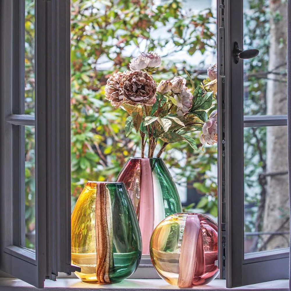 Vaza din sticla, roz, 33 cm, Sullatela - SIMONA'S COLLECTION