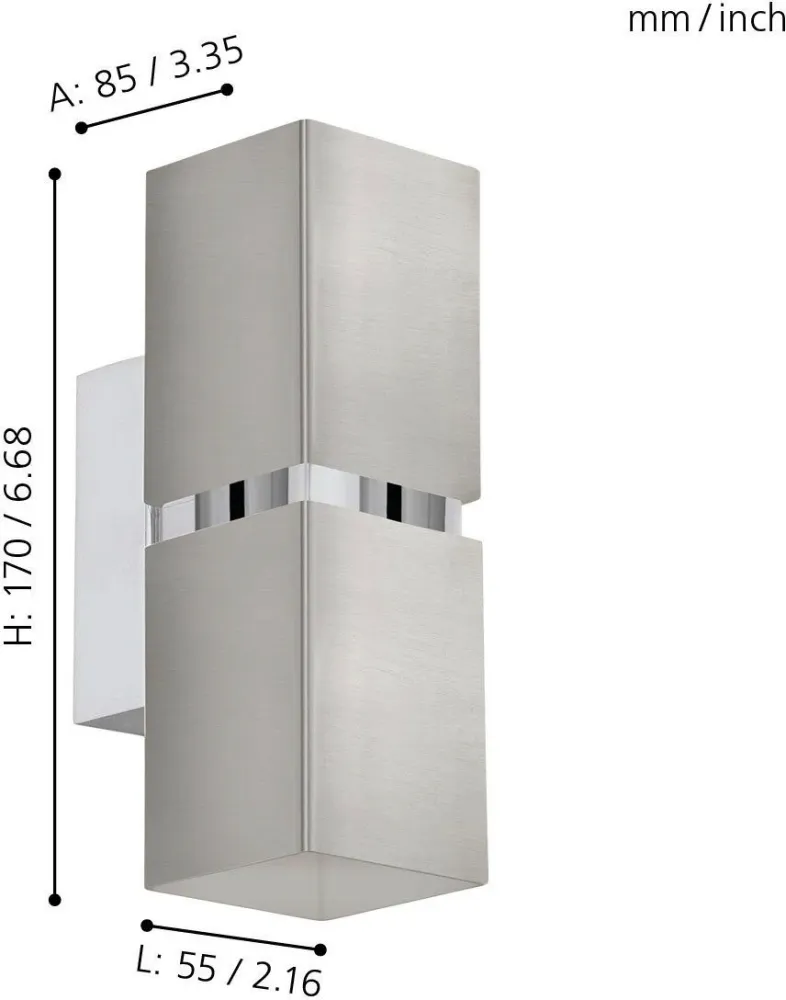 Aplica EGLO PASSA din metal, 17 cm inaltime