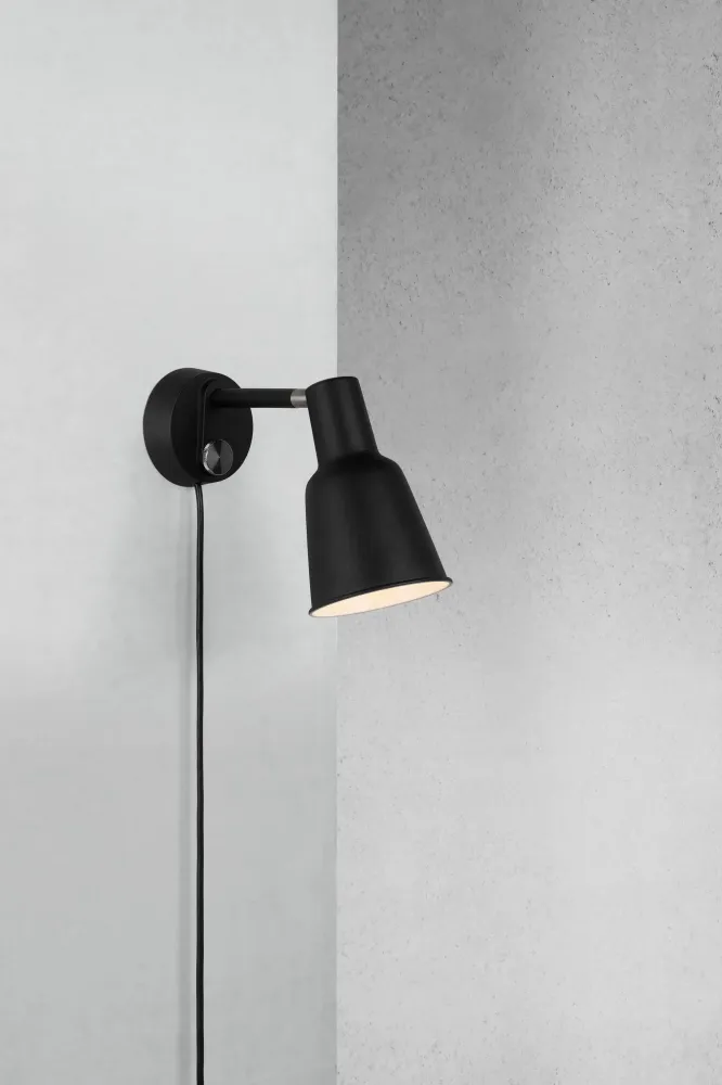 Aplica de perete PATTON din metal negru, 19 cm inaltime