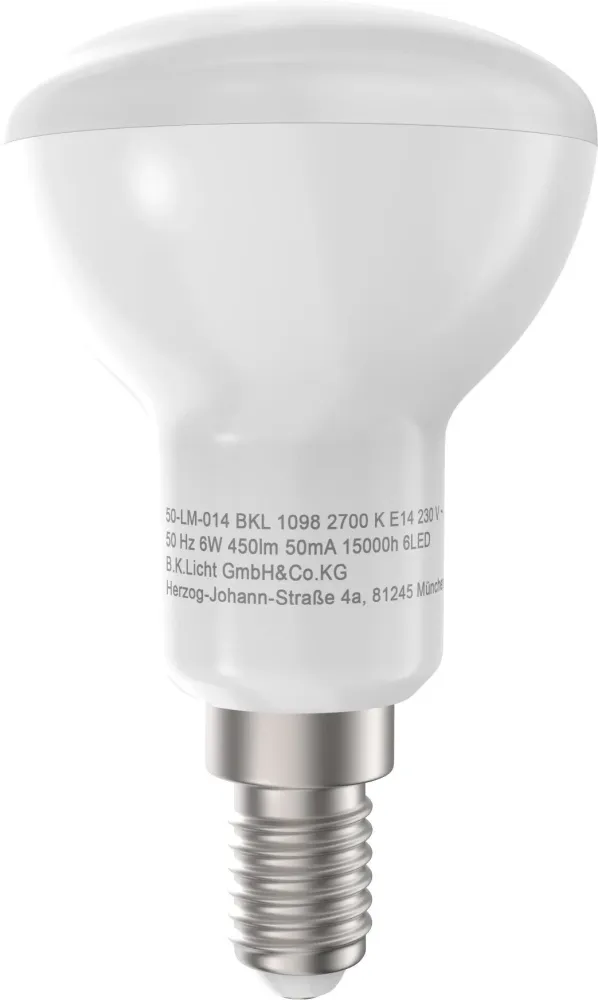 Set 5 becuri LED BKLicht E14 cu lumina calda, 6W